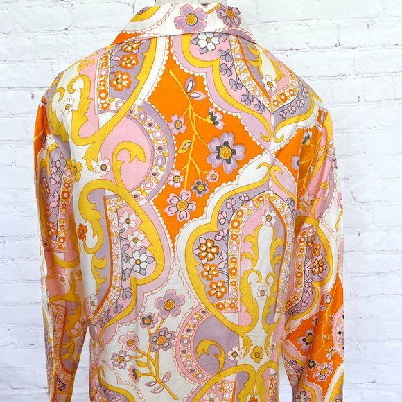 70's Funky Pink & Yellow Alex Coleman Blouse - Size Medium/Large - Picture 4 of 11